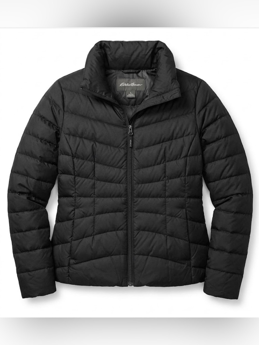 Eddie Bauer Women's Black Quilted Packable Puffer Coat - Size Medium
